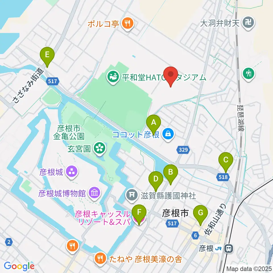 平和堂げんきっこフィールド周辺のホテル一覧地図