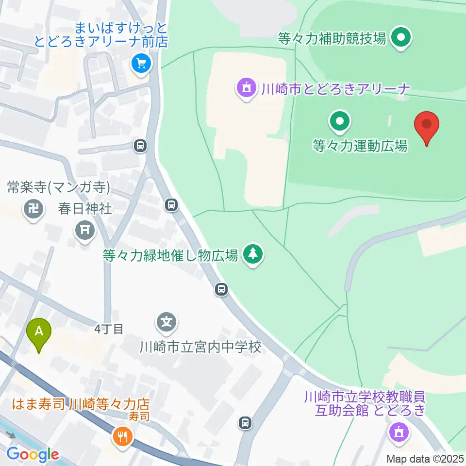 等々力緑地中央グラウンド周辺のホテル一覧地図