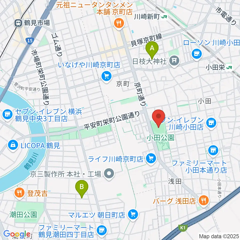 小田球場周辺のホテル一覧地図
