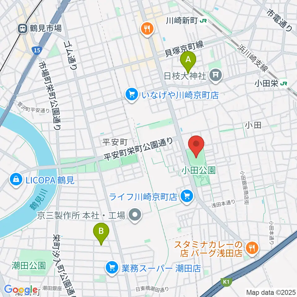 小田球場周辺のホテル一覧地図