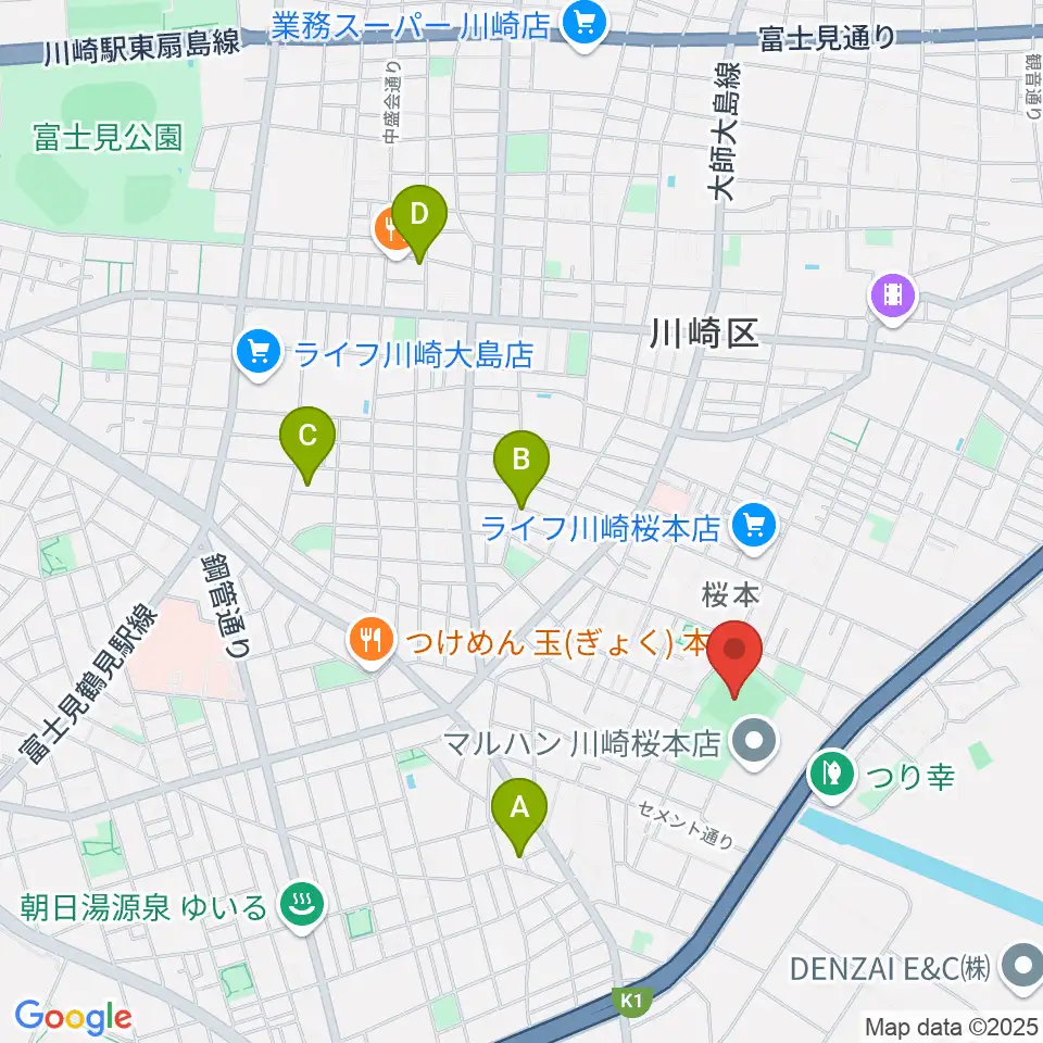 桜川公園野球場周辺のホテル一覧地図