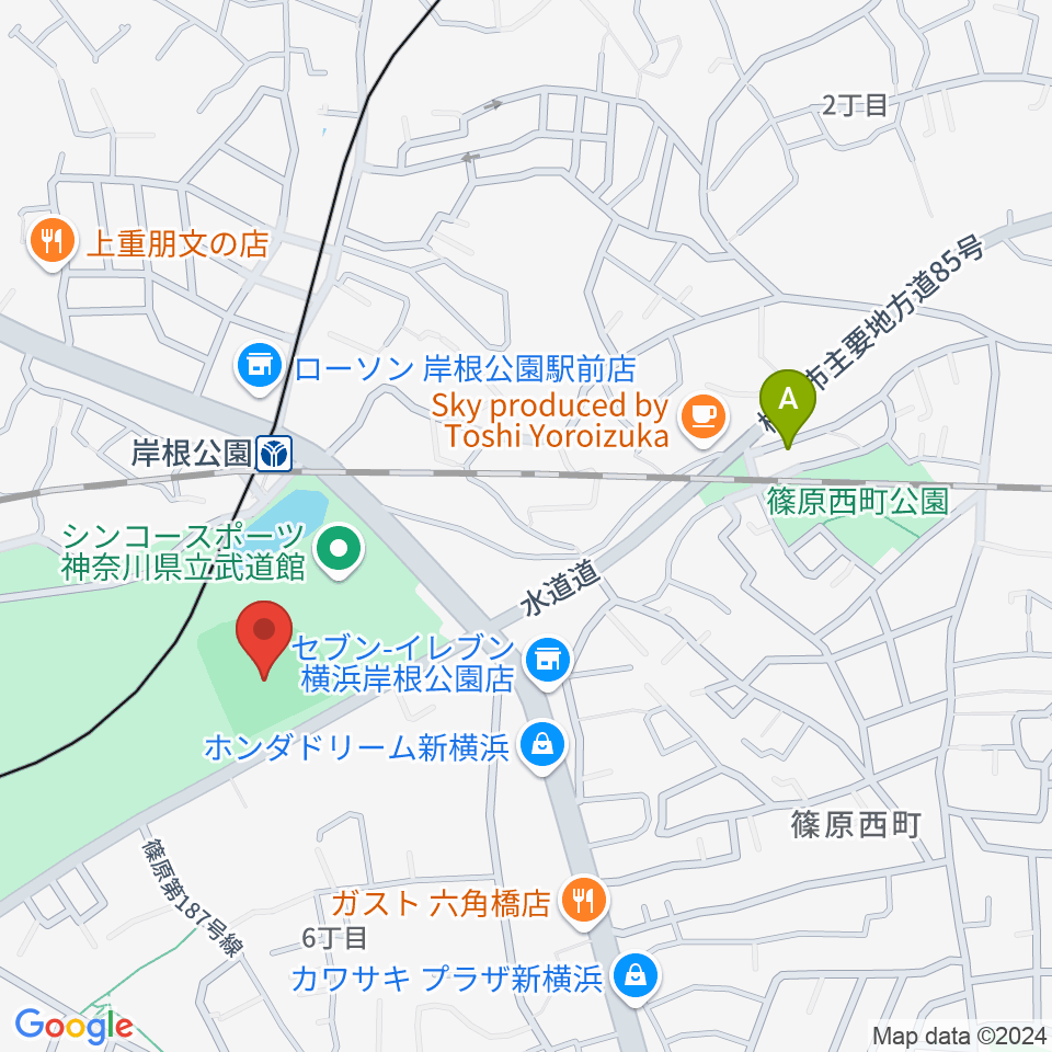 岸根公園野球場周辺のホテル一覧地図