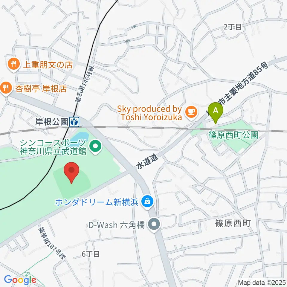 岸根公園野球場周辺のホテル一覧地図