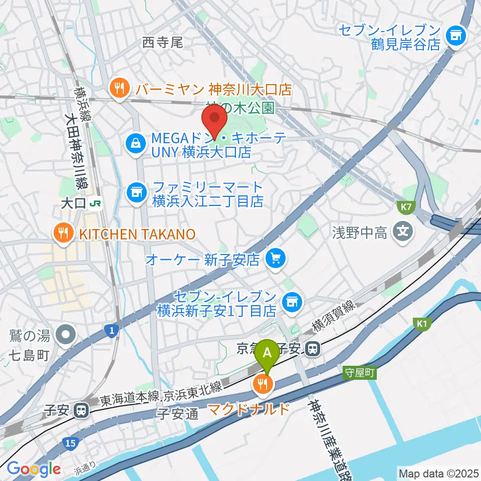 神の木公園野球場 周辺のホテル一覧地図