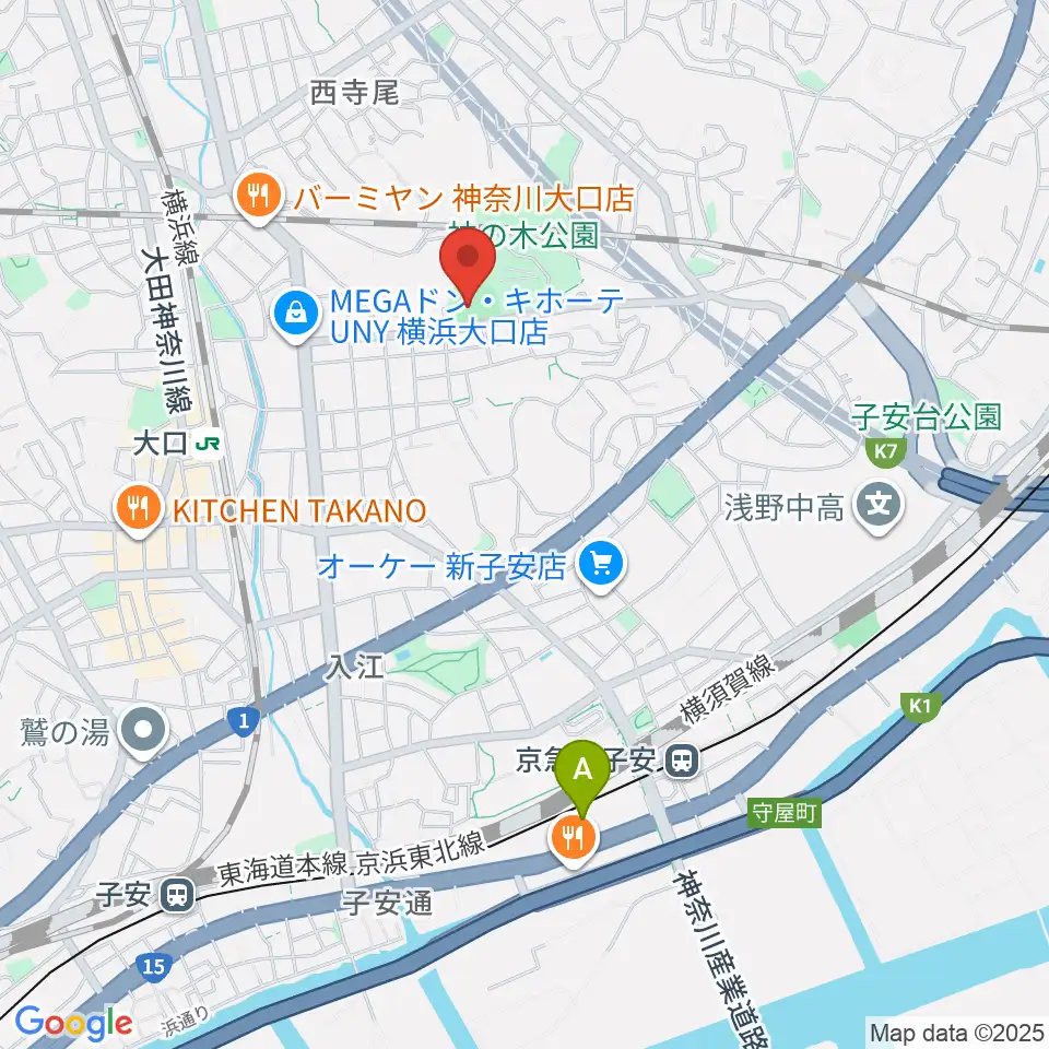 神の木公園野球場 周辺のホテル一覧地図