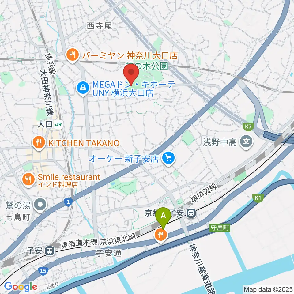 神の木公園野球場 周辺のホテル一覧地図