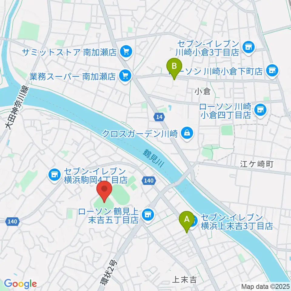 東芝総合グラウンド・野球場周辺のホテル一覧地図