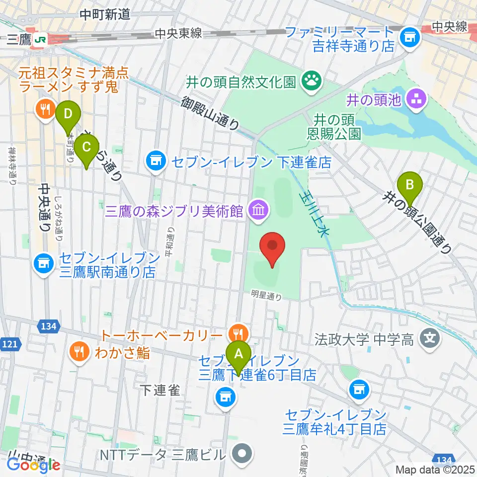 井の頭恩賜公園野球場周辺のホテル一覧地図