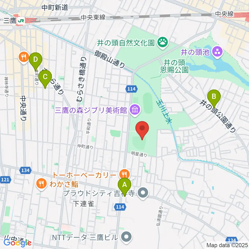 井の頭恩賜公園野球場周辺のホテル一覧地図