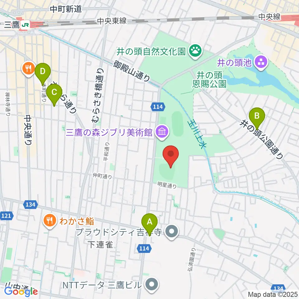 井の頭恩賜公園野球場周辺のホテル一覧地図