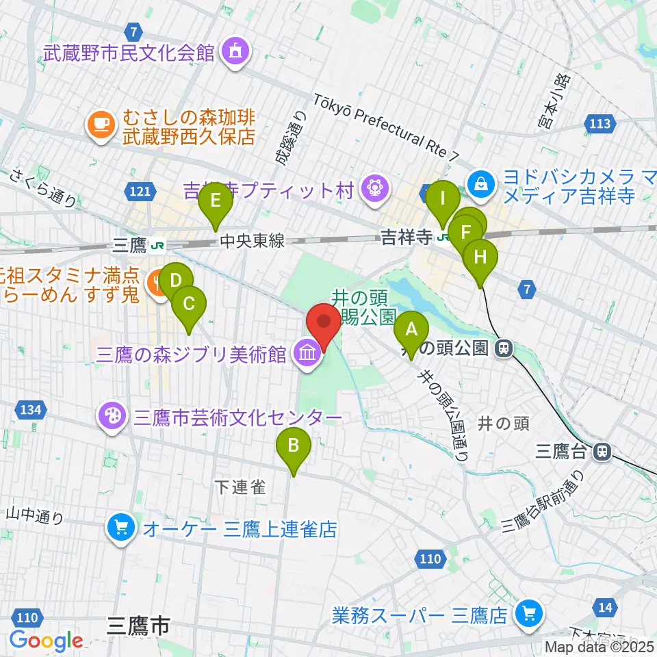 井の頭恩賜公園競技場周辺のホテル一覧地図