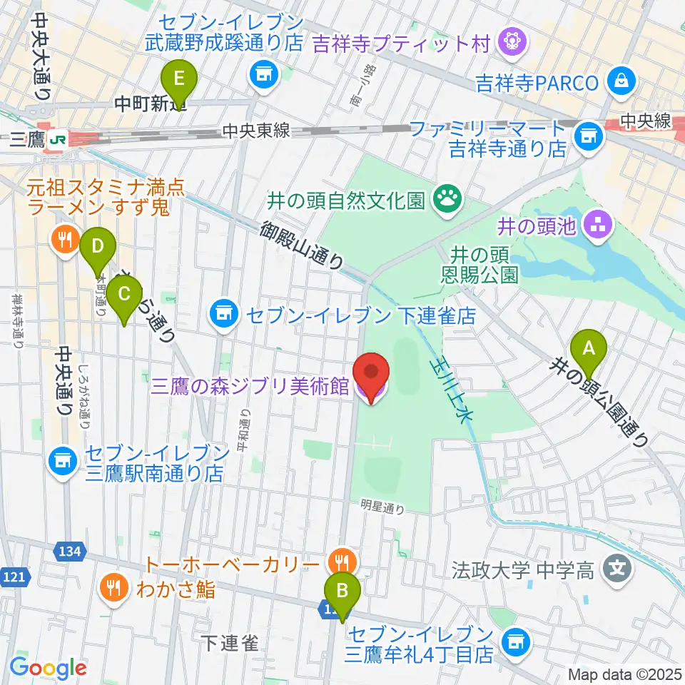 三鷹の森ジブリ美術館周辺のホテル一覧地図