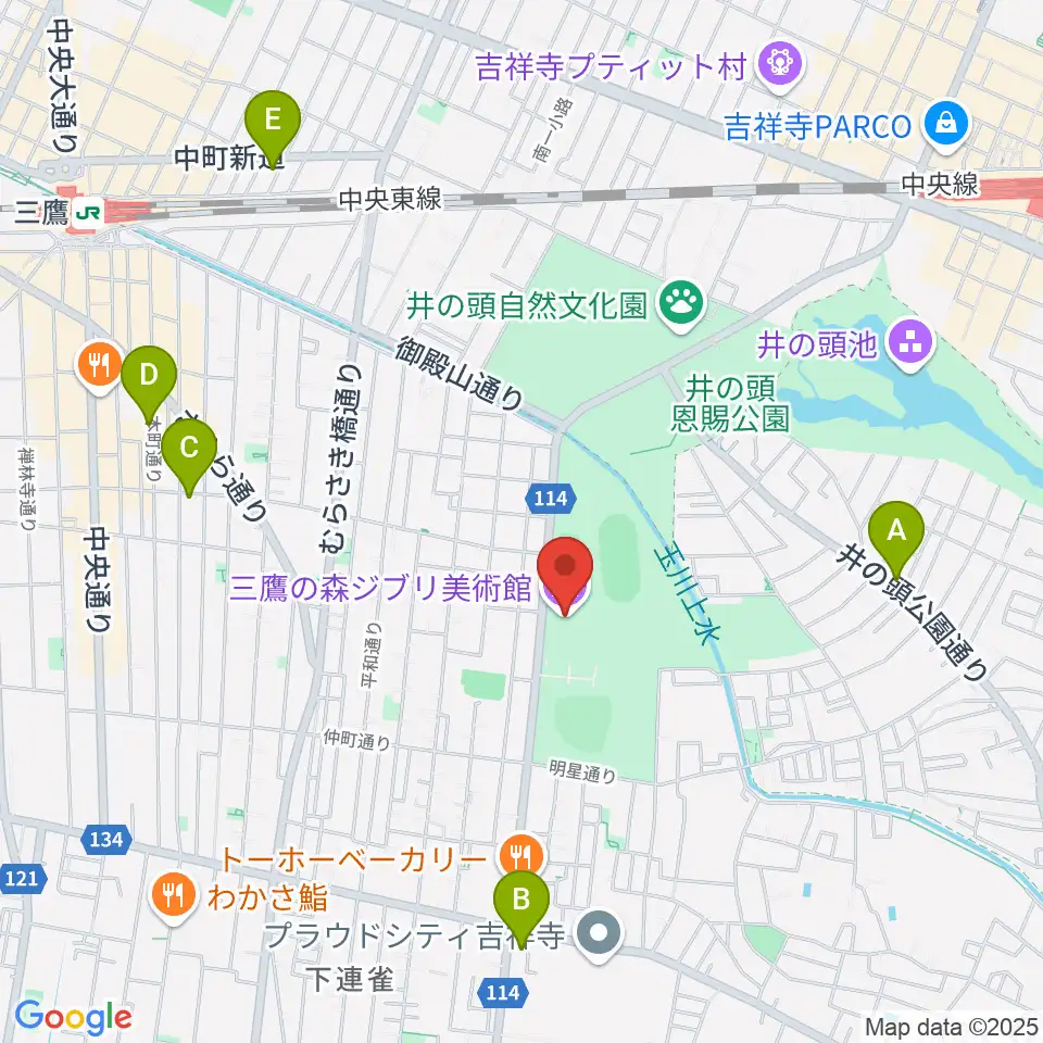 三鷹の森ジブリ美術館周辺のホテル一覧地図