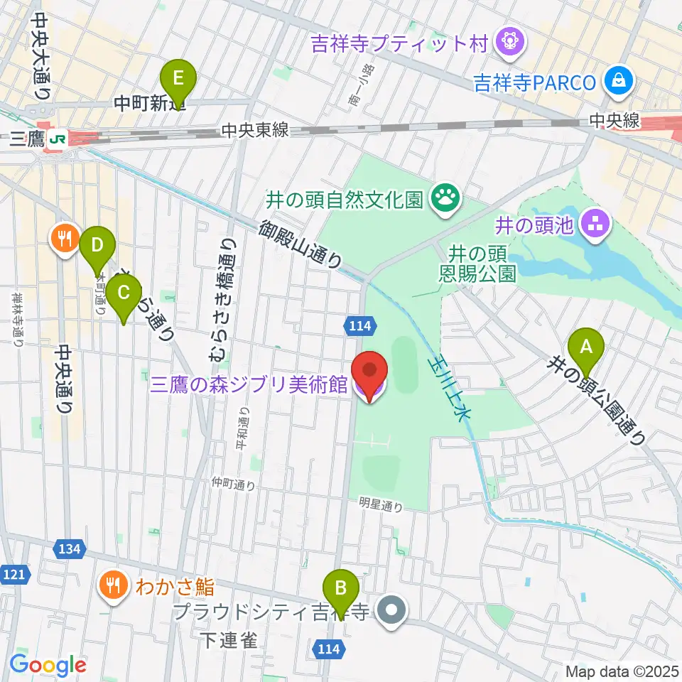 三鷹の森ジブリ美術館周辺のホテル一覧地図