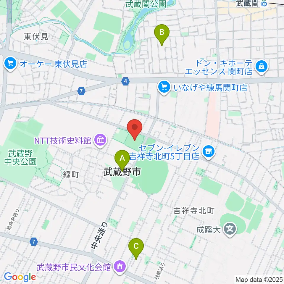 武蔵野軟式野球場周辺のホテル一覧地図