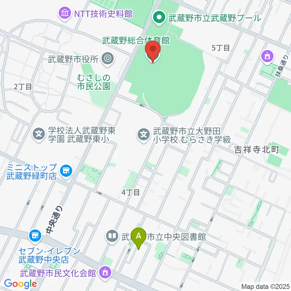 武蔵野総合体育館周辺のホテル一覧地図