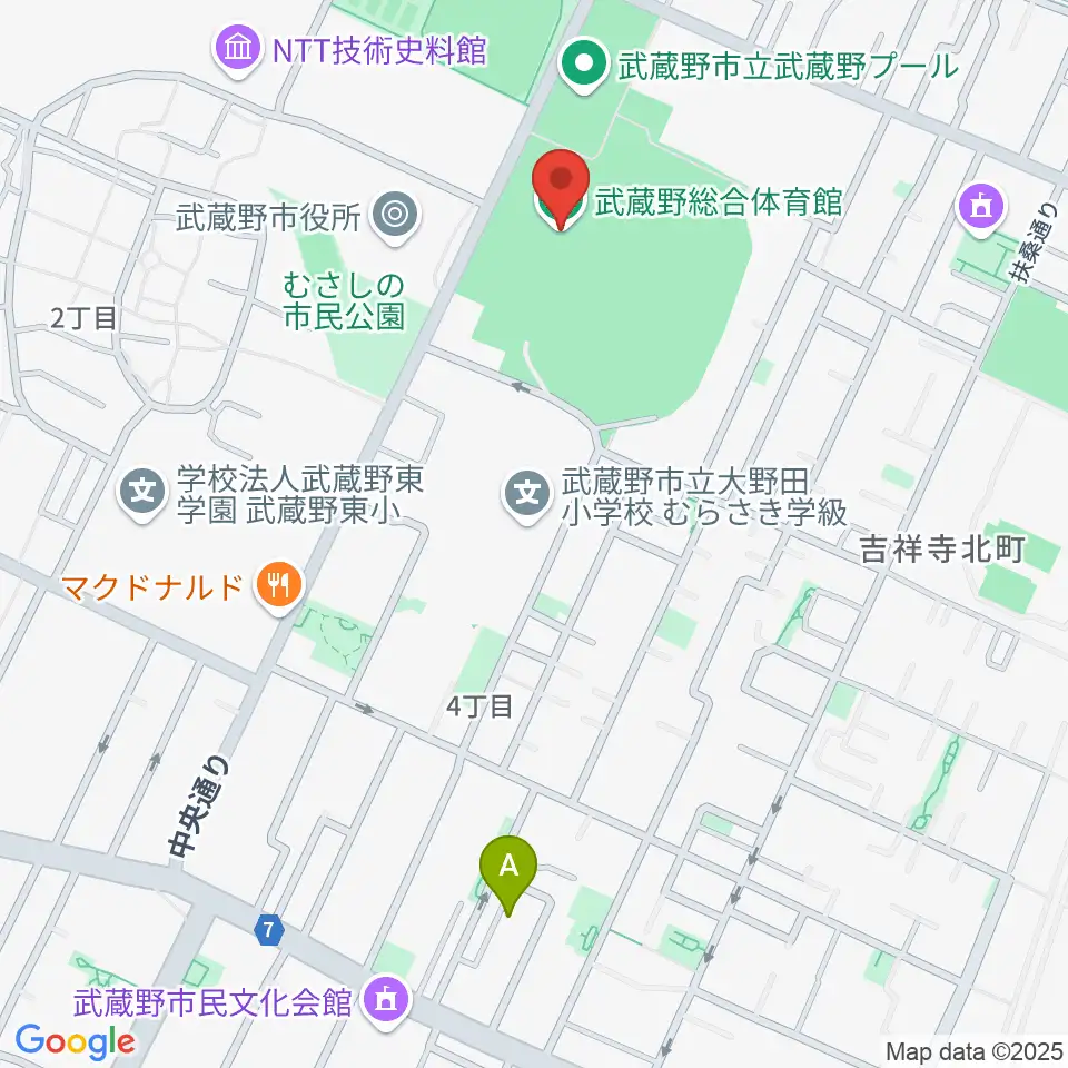 武蔵野総合体育館周辺のホテル一覧地図