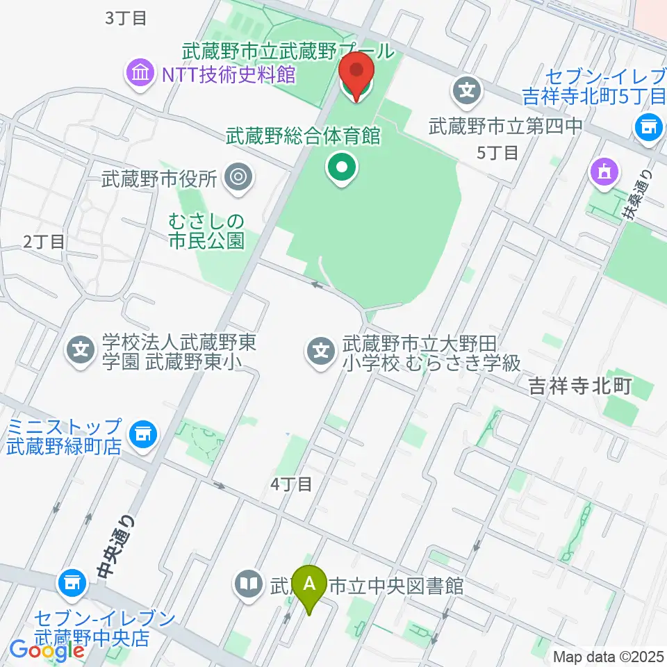 武蔵野温水プール周辺のホテル一覧地図