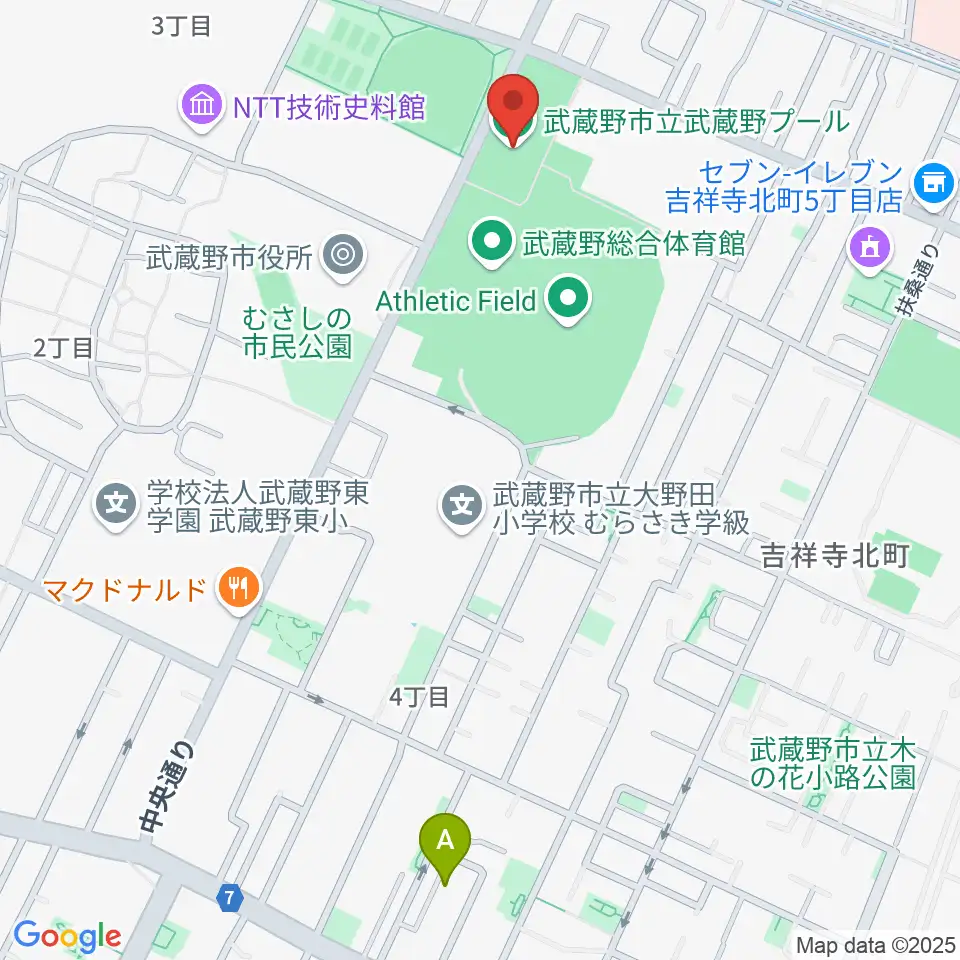 武蔵野温水プール周辺のホテル一覧地図