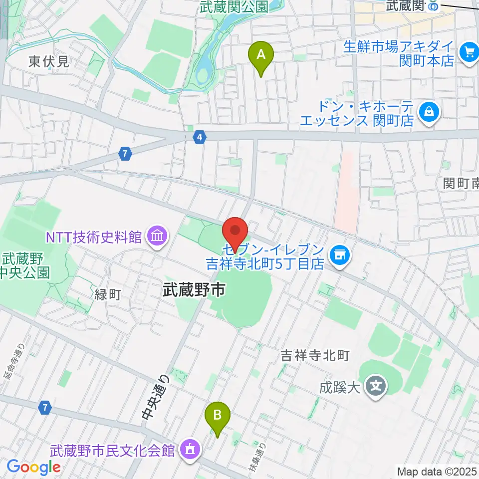 武蔵野温水プール周辺のホテル一覧地図