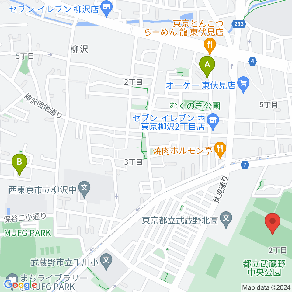 武蔵野中央公園スポーツ広場周辺のホテル一覧地図