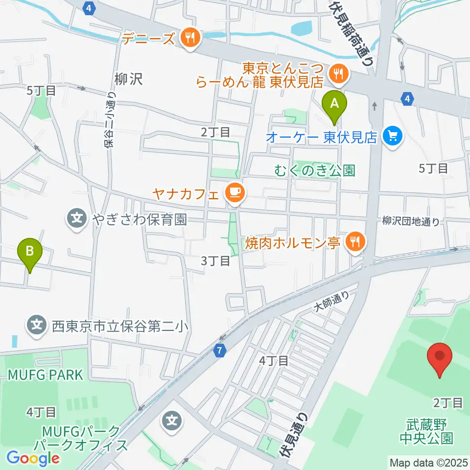 武蔵野中央公園スポーツ広場周辺のホテル一覧地図