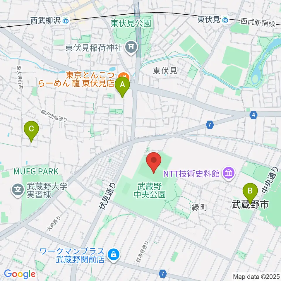 武蔵野中央公園スポーツ広場周辺のホテル一覧地図