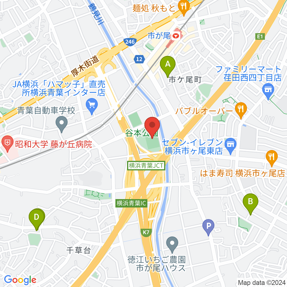 谷本公園球技場 周辺のホテル一覧地図