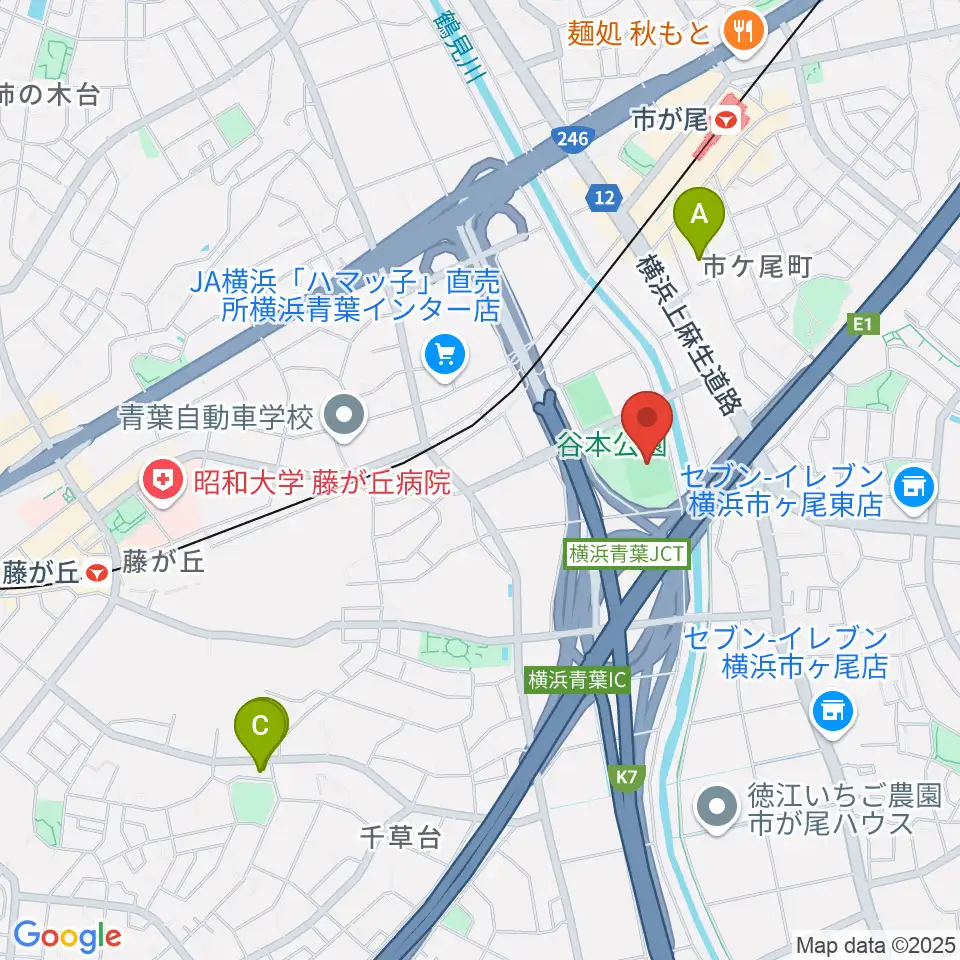 谷本公園球技場 周辺のホテル一覧地図