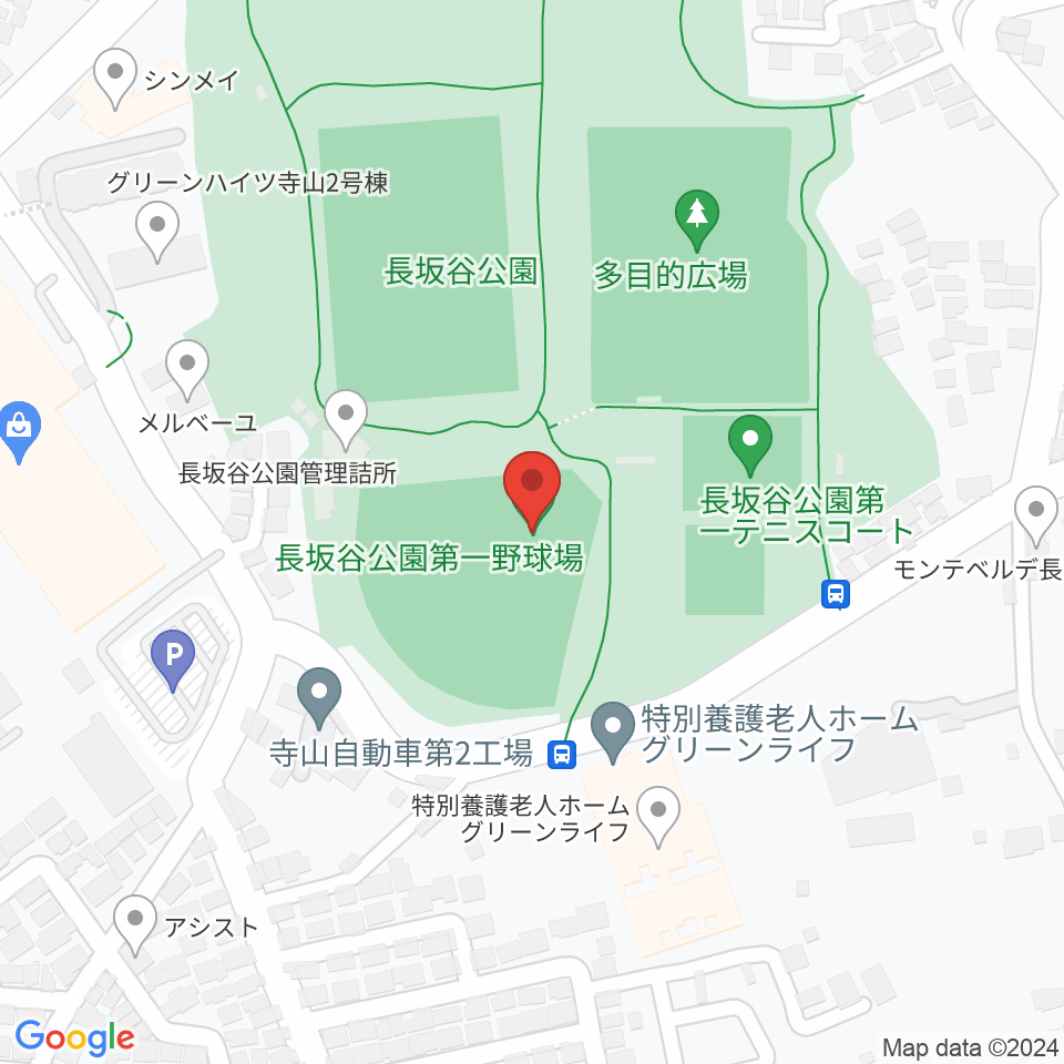 長坂谷公園野球場周辺のホテル一覧地図