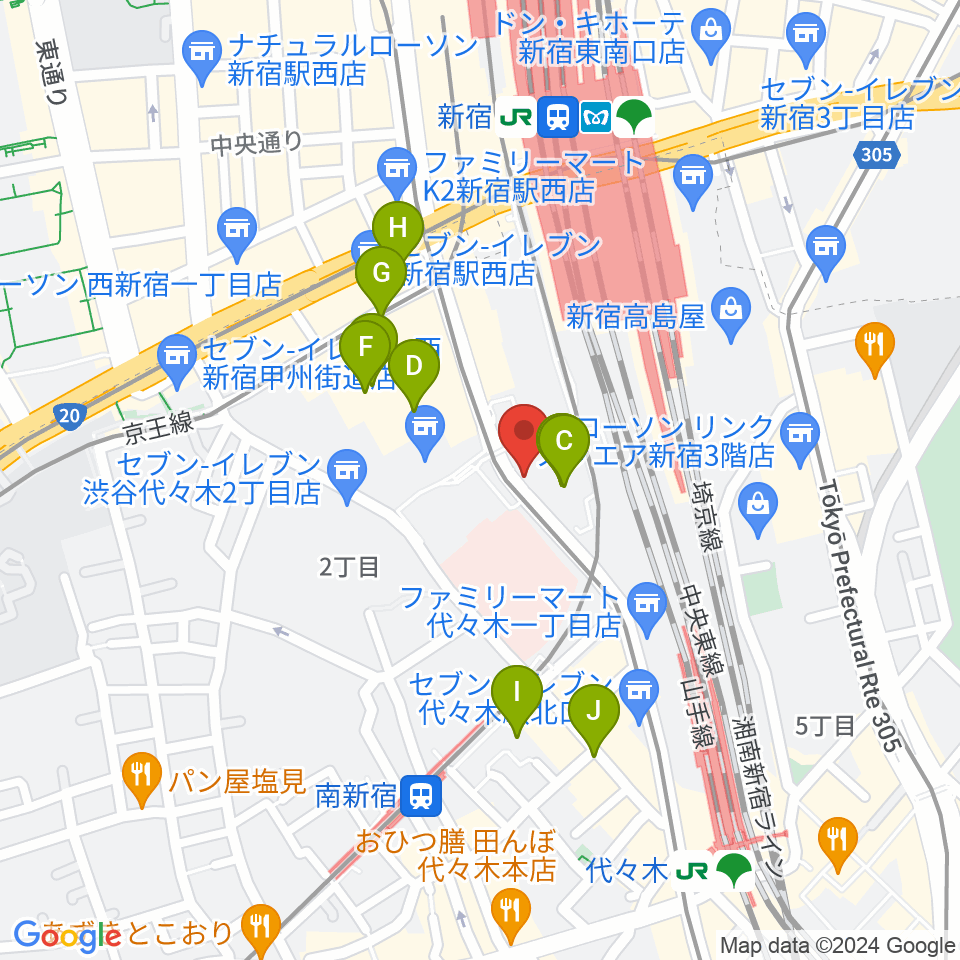 スタジオキーボード周辺のホテル一覧地図