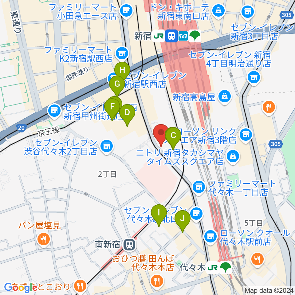 スタジオキーボード周辺のホテル一覧地図