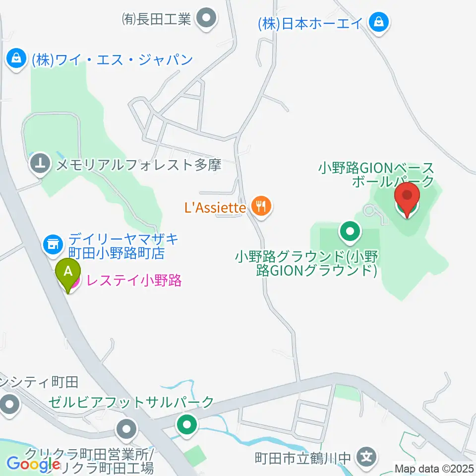 小野路GIONベースボールパーク周辺のホテル一覧地図