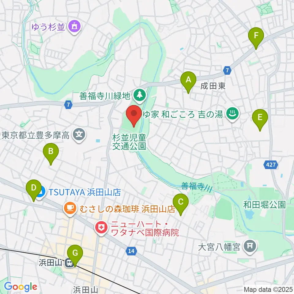 善福寺川緑地野球場周辺のホテル一覧地図