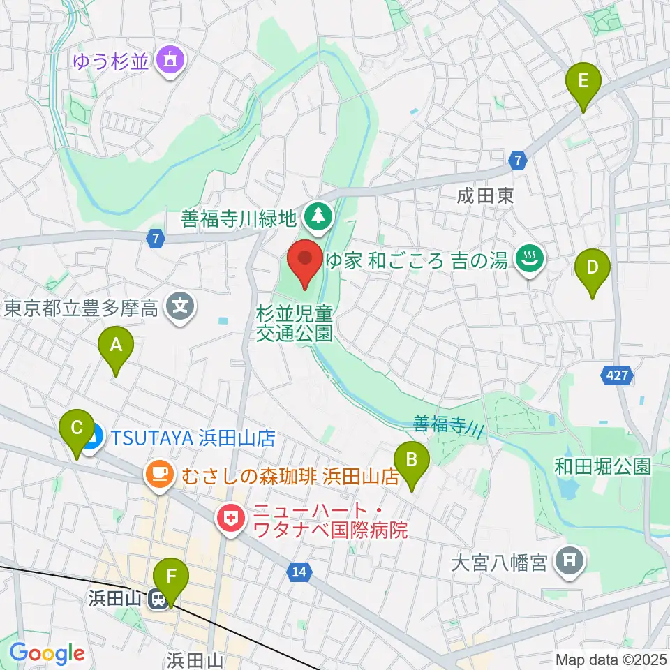 善福寺川緑地野球場周辺のホテル一覧地図