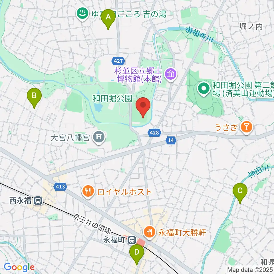 和田堀公園野球場周辺のホテル一覧地図
