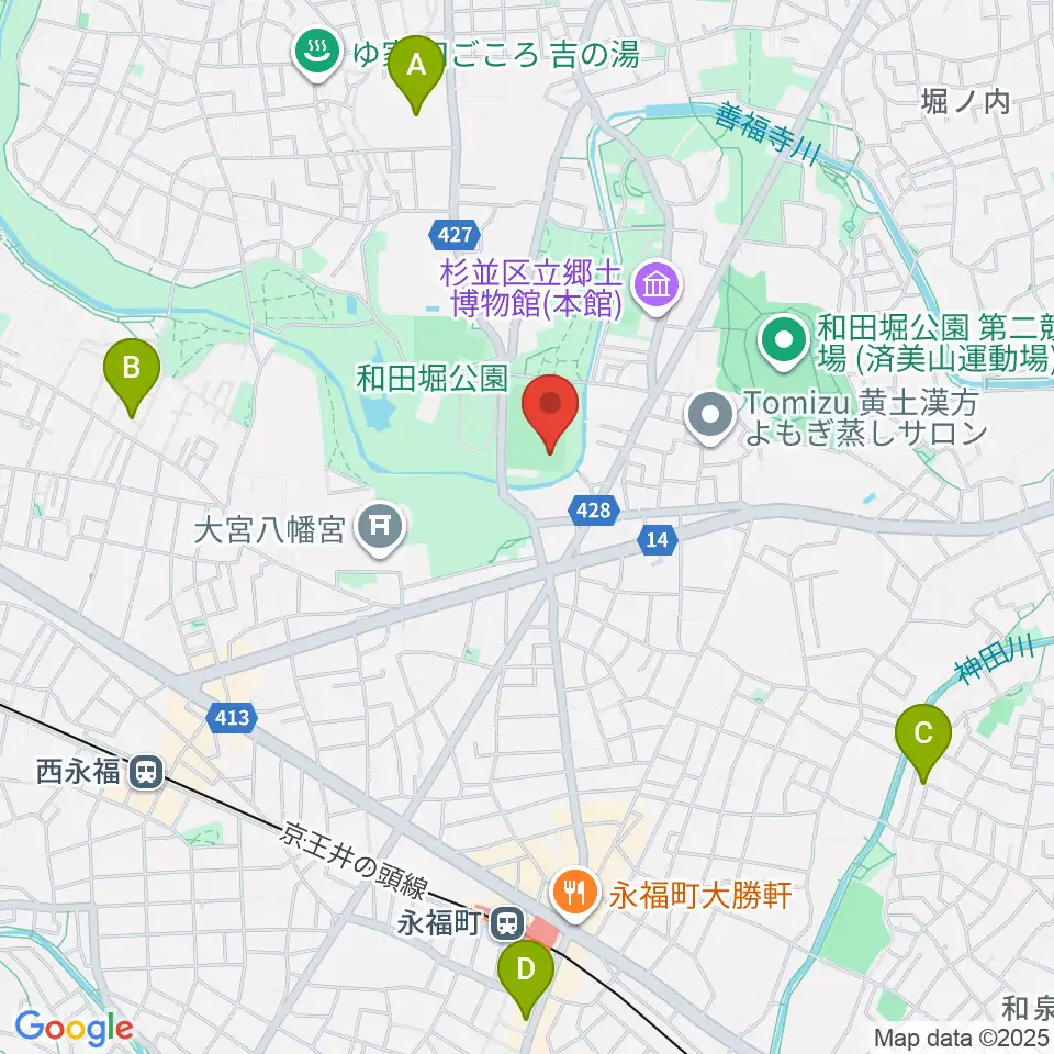 和田堀公園野球場周辺のホテル一覧地図