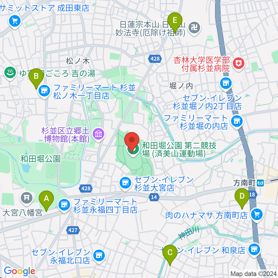 和田堀公園第二競技場周辺のホテル一覧地図