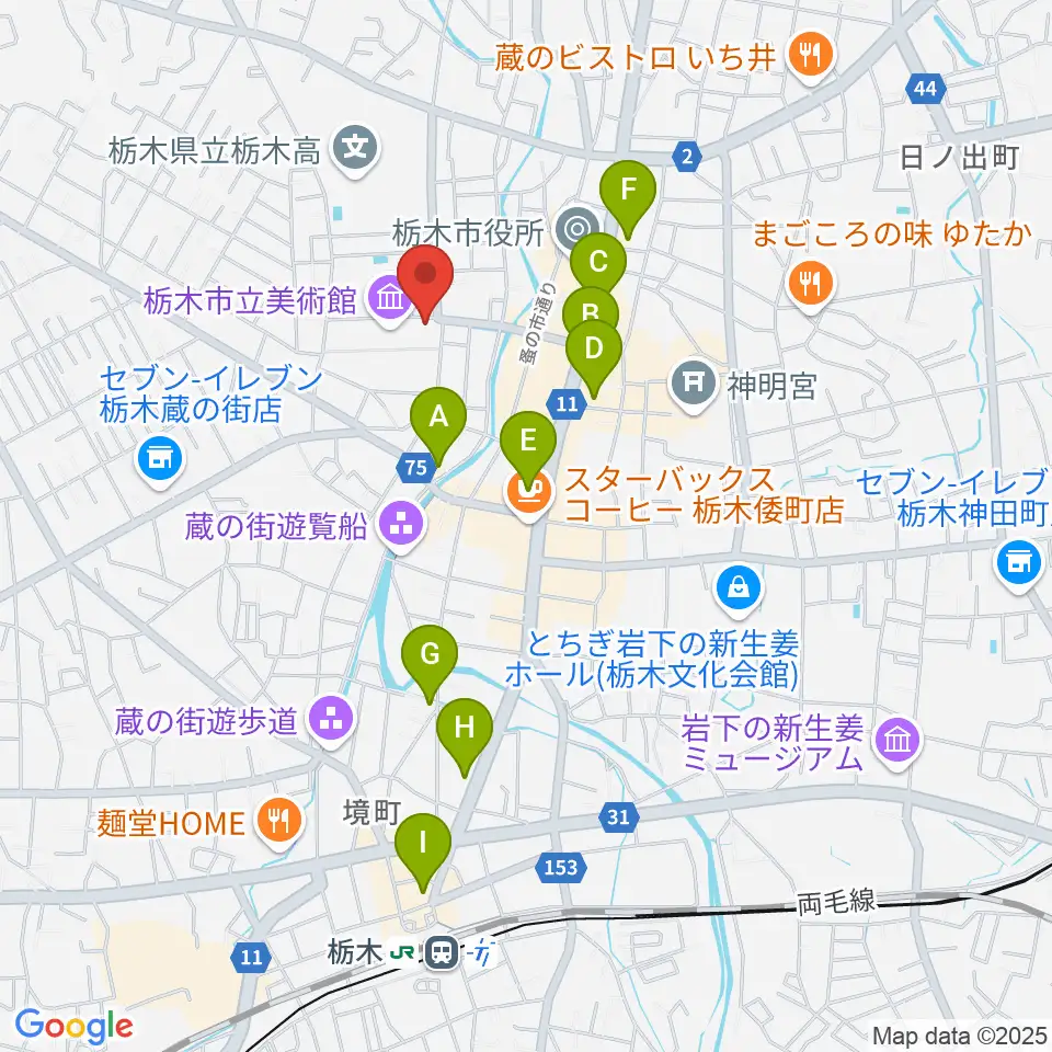 栃木市立文学館周辺のホテル一覧地図
