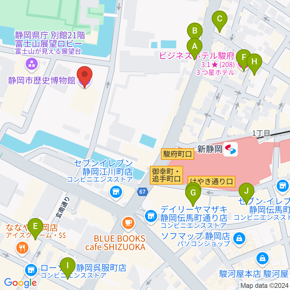 静岡市歴史博物館周辺のホテル一覧地図