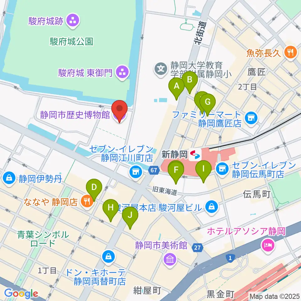 静岡市歴史博物館周辺のホテル一覧地図