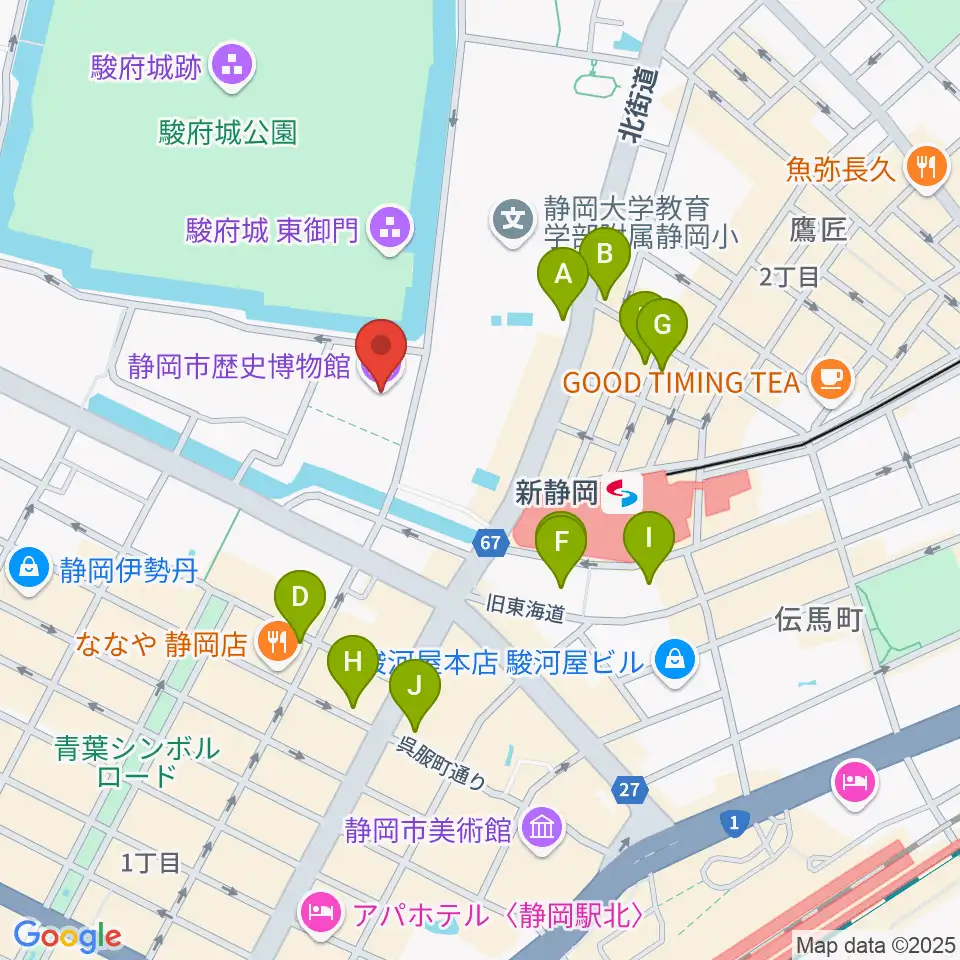 静岡市歴史博物館周辺のホテル一覧地図