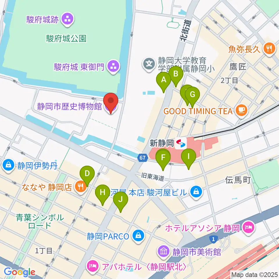 静岡市歴史博物館周辺のホテル一覧地図