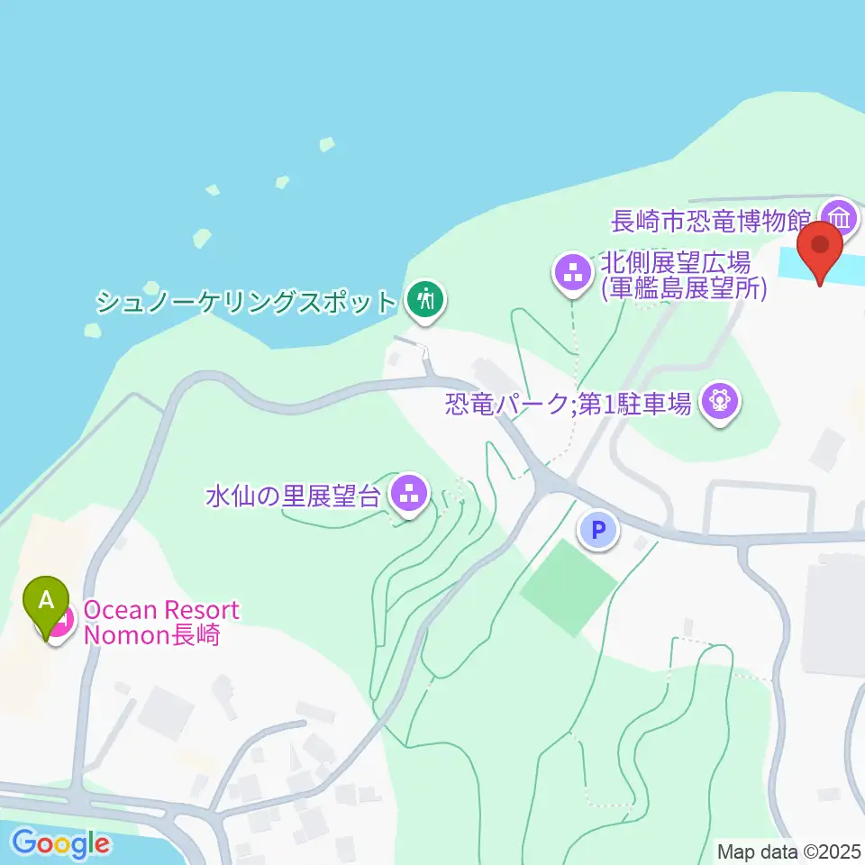 ベネックス恐竜博物館周辺のホテル一覧地図