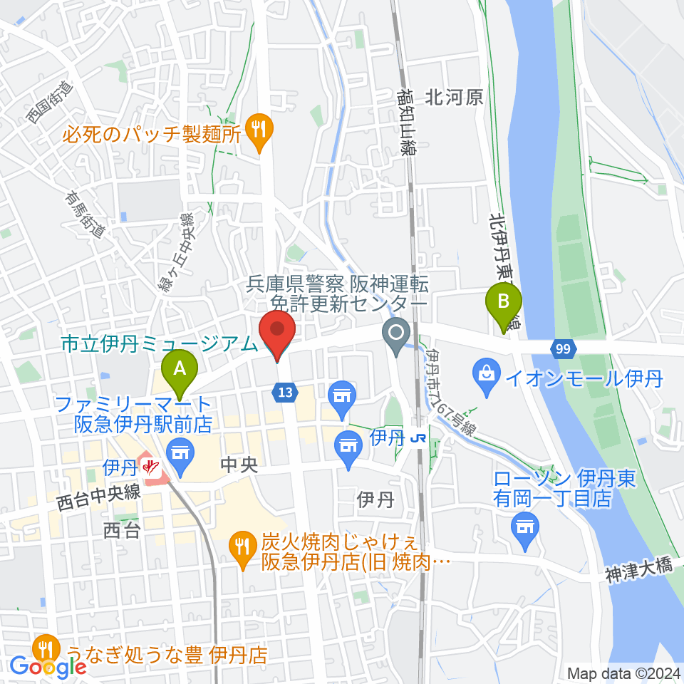 市立伊丹ミュージアム周辺のホテル一覧地図