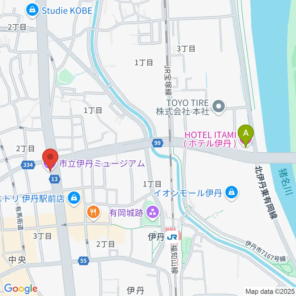 市立伊丹ミュージアム周辺のホテル一覧地図