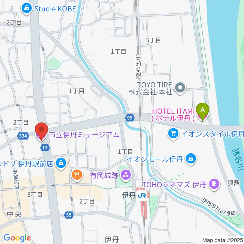 市立伊丹ミュージアム周辺のホテル一覧地図