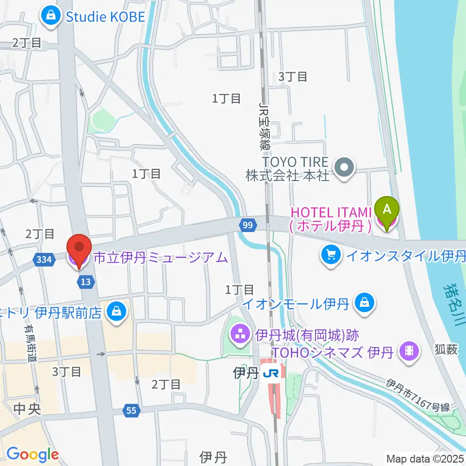 市立伊丹ミュージアム周辺のホテル一覧地図