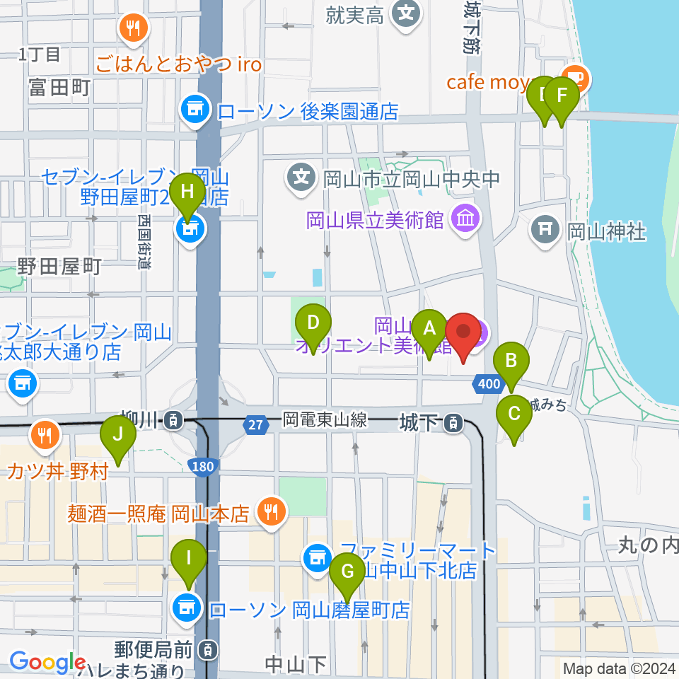 岡山市立オリエント美術館周辺のホテル一覧地図