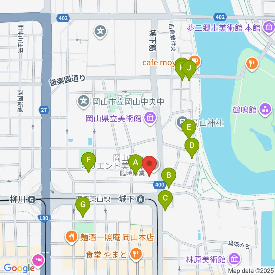岡山市立オリエント美術館周辺のホテル一覧地図